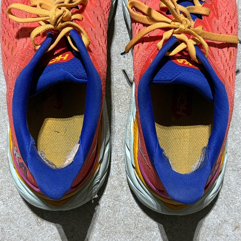 ❌SOLD❌ HOKA Clifton 8 Women’s 8.5B Running Shoes Coral Blue Cushioned Trainer - Picture 6 of 9